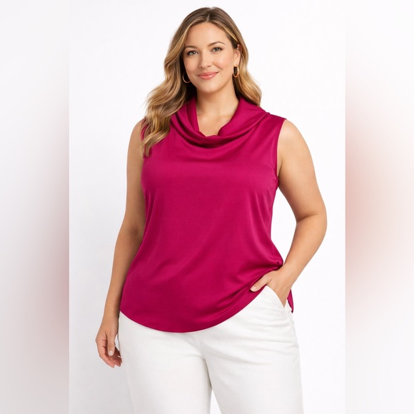 Vince Camuto Tops - Vince Camuto Fuchsia Sleeveless Blouse Cowl Neck Size L NWT